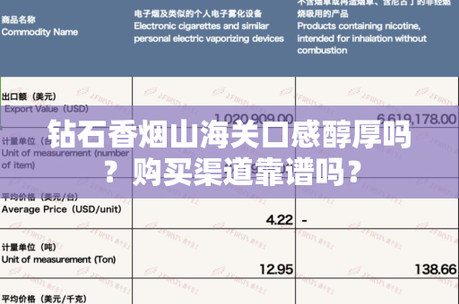 钻石香烟山海关口感醇厚吗？购买渠道靠谱吗？